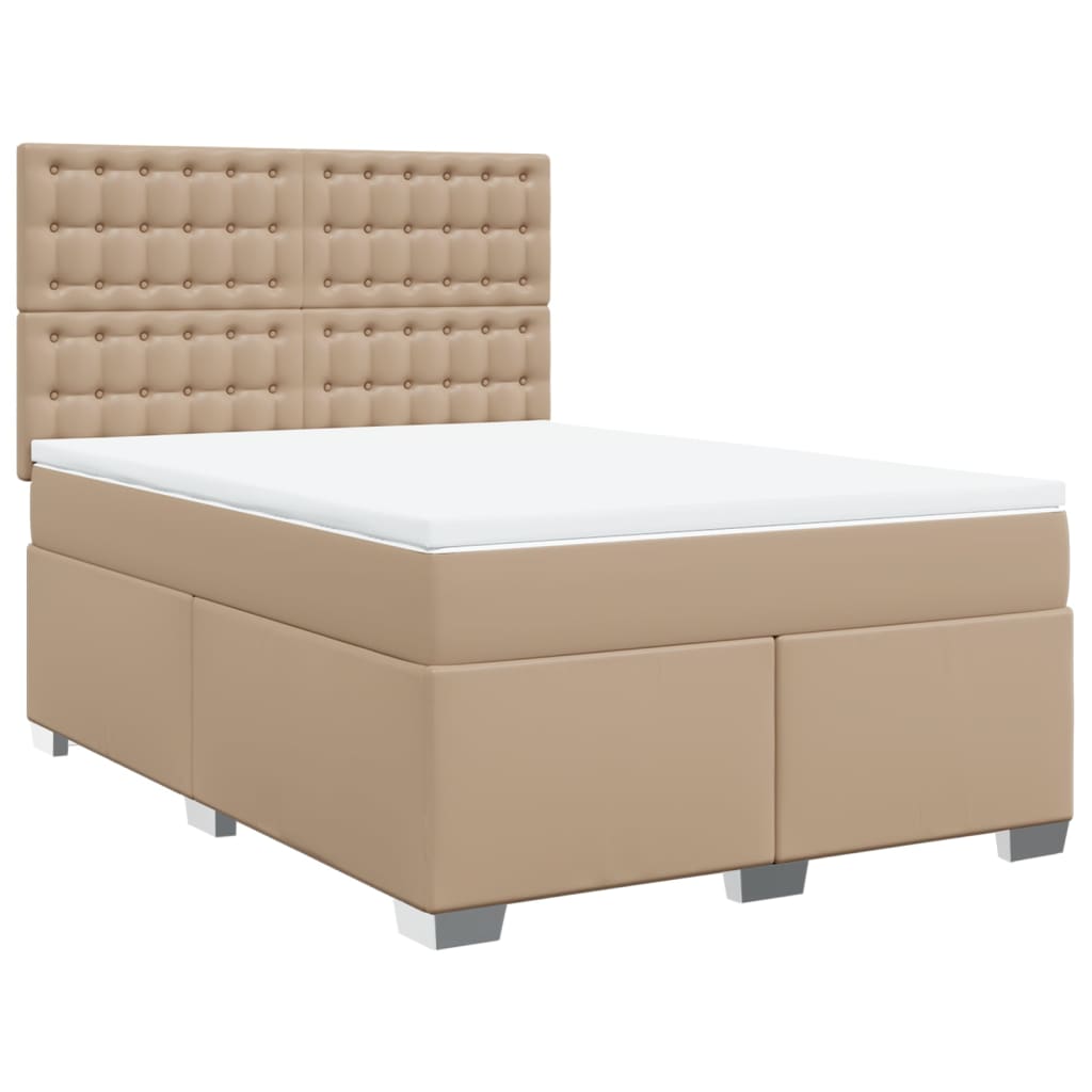 vidaXL Κρεβάτι Boxspring με Στρώμα Καπουτσίνο 160x200εκ.από Συνθ.Δέρμα