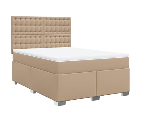 vidaXL Κρεβάτι Boxspring με Στρώμα Καπουτσίνο 160x200εκ.από Συνθ.Δέρμα