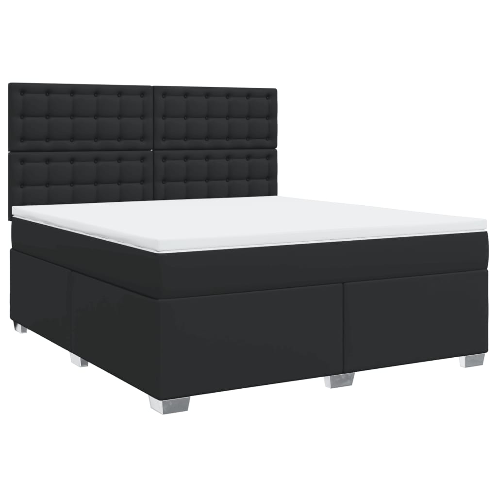vidaXL Boxspring met matras kunstleer zwart 180x200 cm afbeelding