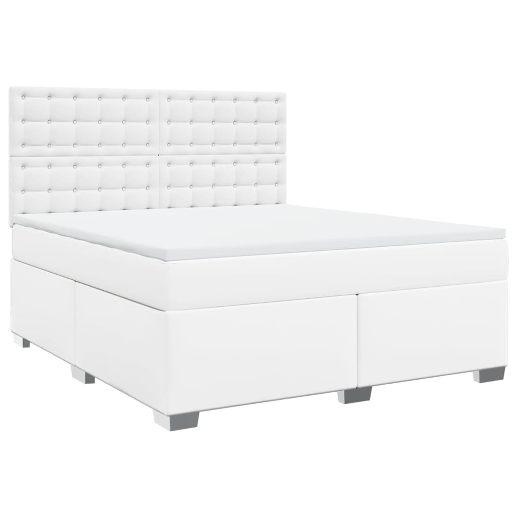 vidaXL Boxspring met matras kunstleer wit 180x200 cm afbeelding