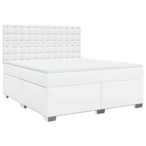 Box spring postel s matrací bílá 180x200 cm umělá kůže - obrázek 3