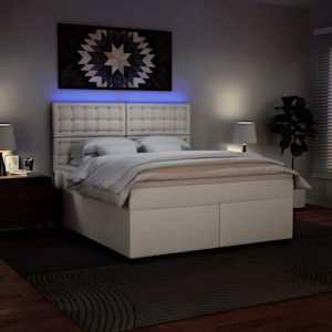 Box spring postel s matrací bílá 180x200 cm umělá kůže - obrázek 5