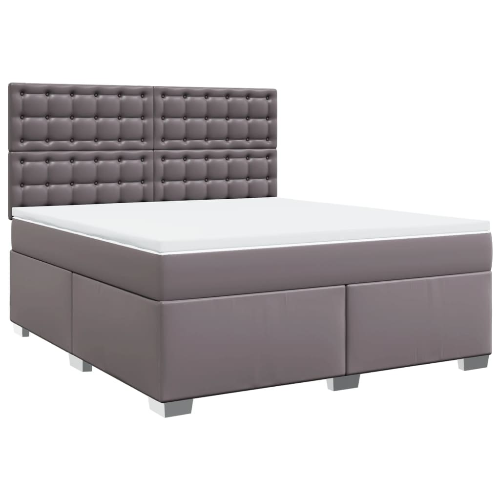 vidaXL Boxspring met matras kunstleer grijs 180x200 cm afbeelding