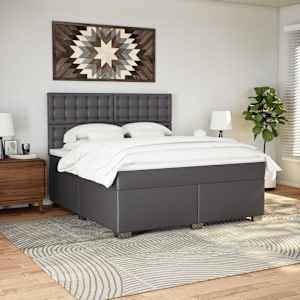 Box spring postel s matrací šedá 180x200 cm umělá kůže - obrázek 4