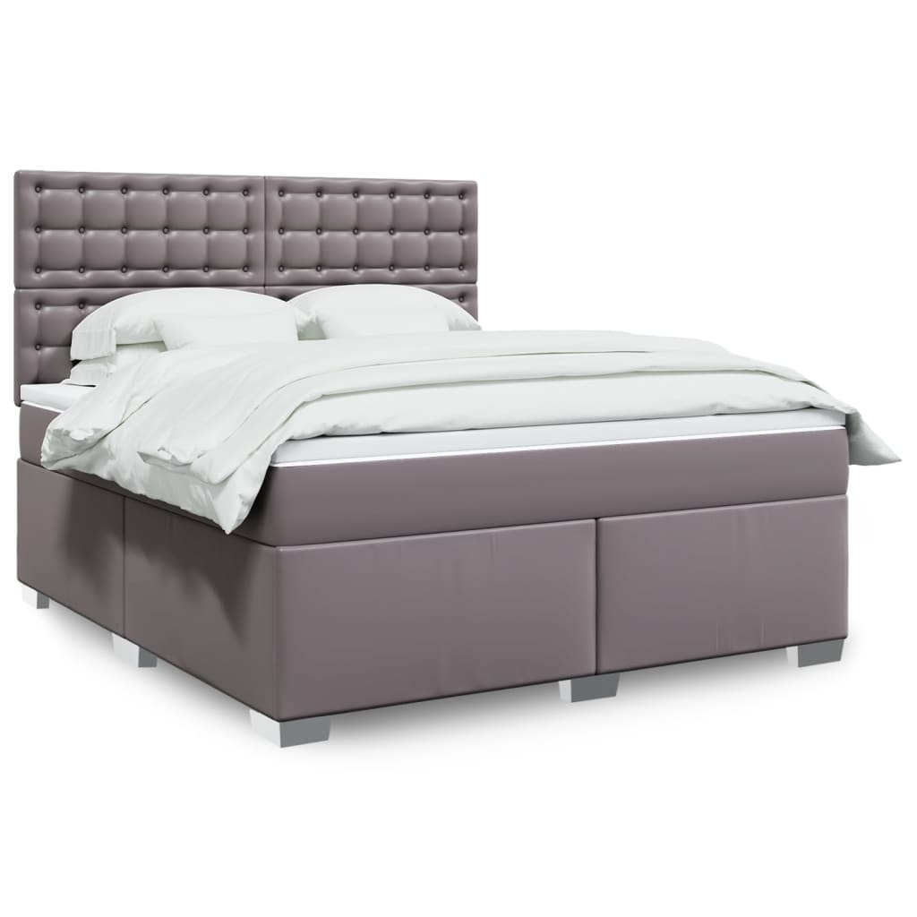 Boxspringbett mit Matratze Grau 180×200 cm Kunstleder