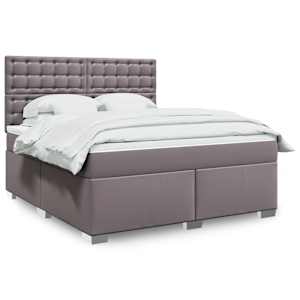 Box spring postel s matrací šedá 180x200 cm umělá kůže - obrázek 1