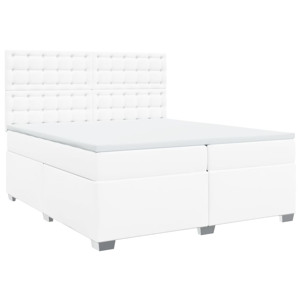 vidaXL Boxspring met matras kunstleer wit 200x200 cm afbeelding
