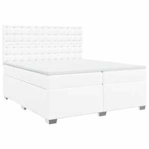 Box spring postel s matrací bílá 200x200 cm umělá kůže - obrázek 3