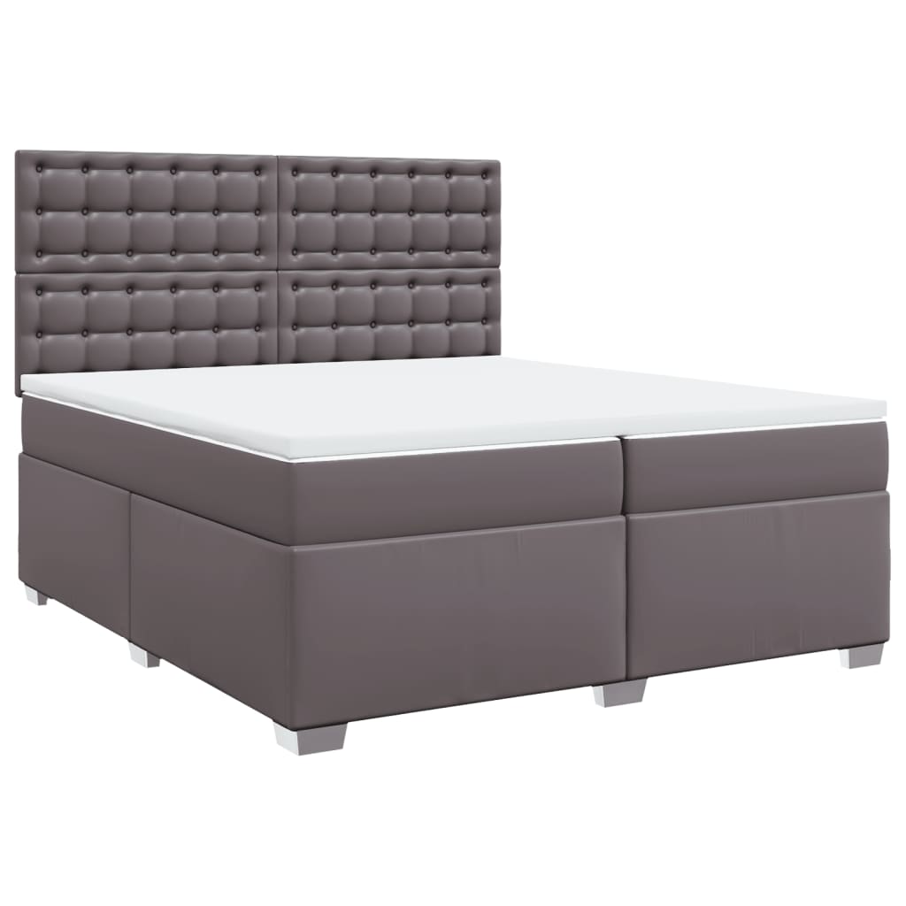 vidaXL Boxspring met matras kunstleer grijs 200x200 cm afbeelding