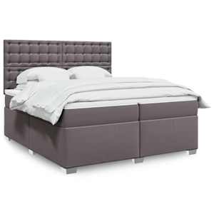Box spring postelja z vzmetnico siva 200x200 cm umetno usnje
