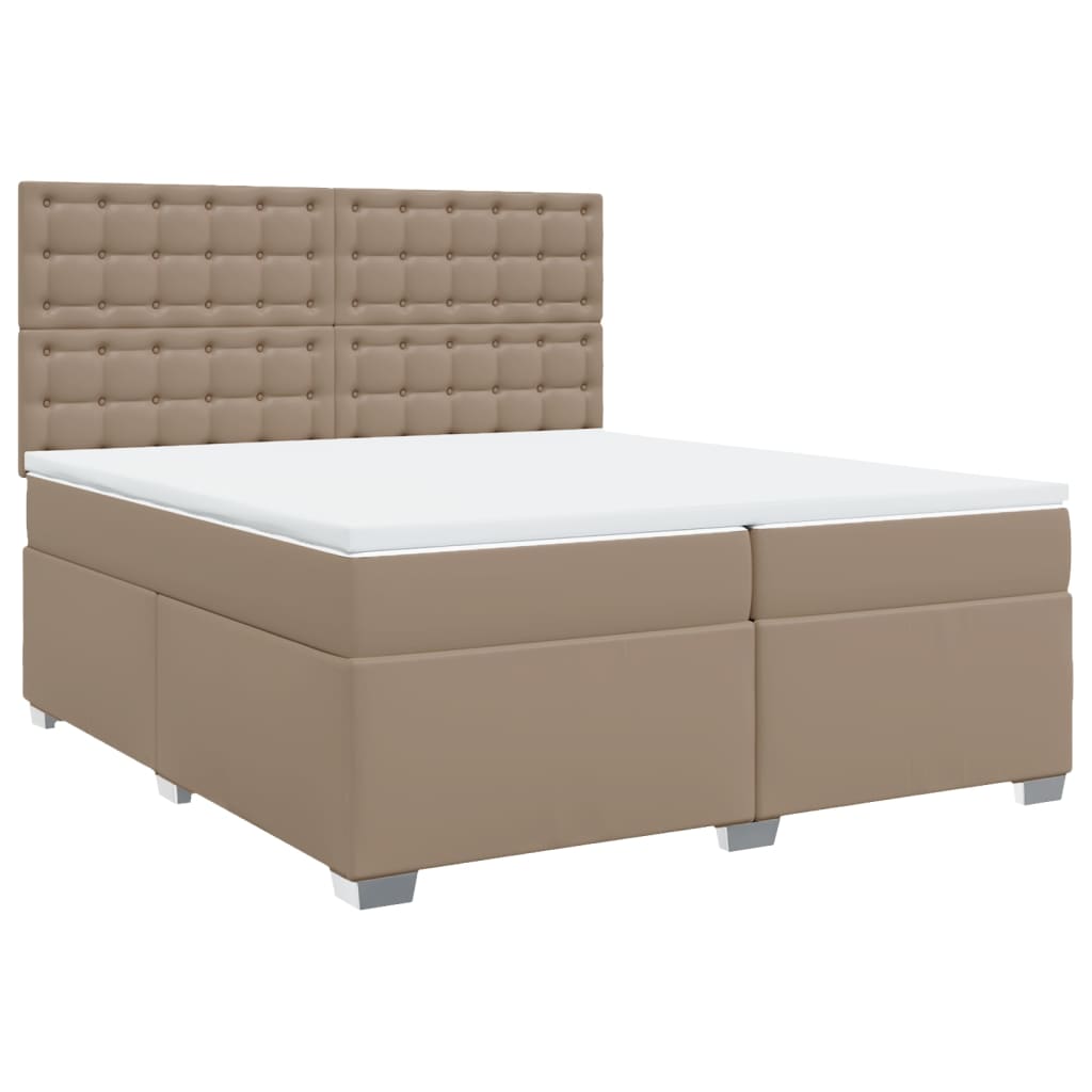 vidaXL Boxspring met matras kunstleer cappuccinokleurig 200x200 cm afbeelding