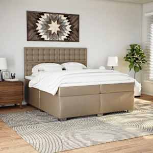 Box spring postel s matrací cappuccino 200 x 200 cm umělá kůže - obrázek 4