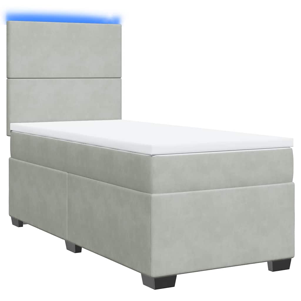 vidaXL Boxspring met matras fluweel lichtgrijs 80x200 cm afbeelding