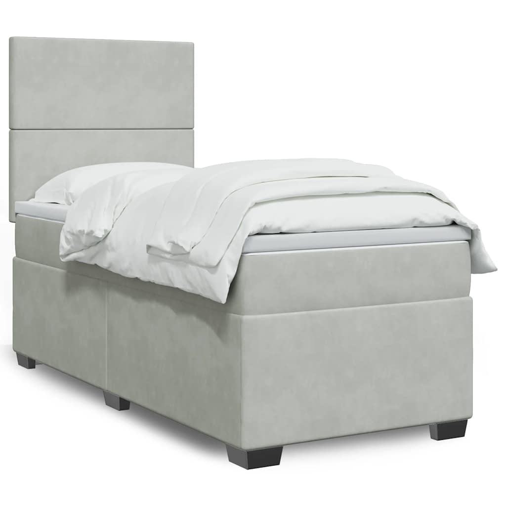 vidaXL Cama com molas/colchão 80x200 cm veludo cinza-claro