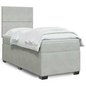 Box spring postel s matrací světle šedá 80 x 200 cm samet - obrázek 1