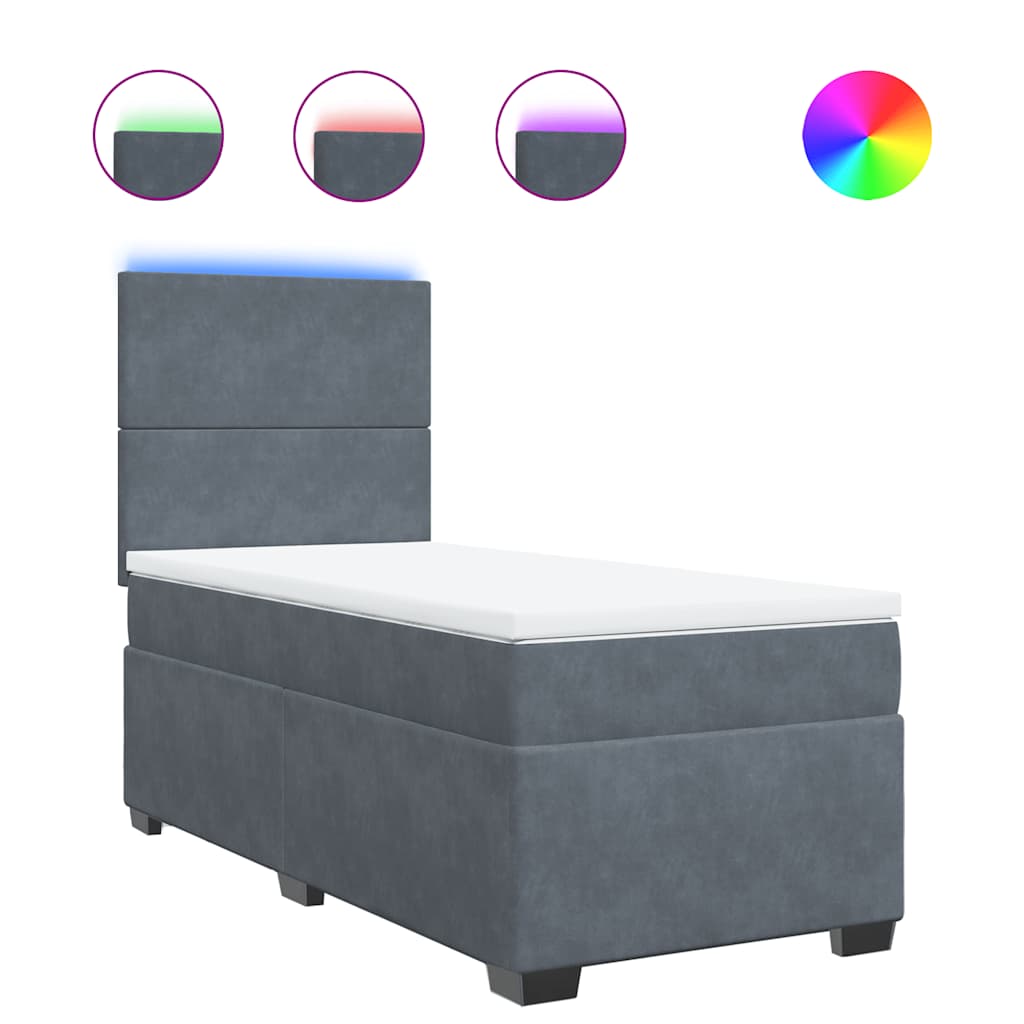 Thumbnail - vidaXL Boxspringbett mit Matratze Dunkelgrau 80x200 cm Samt