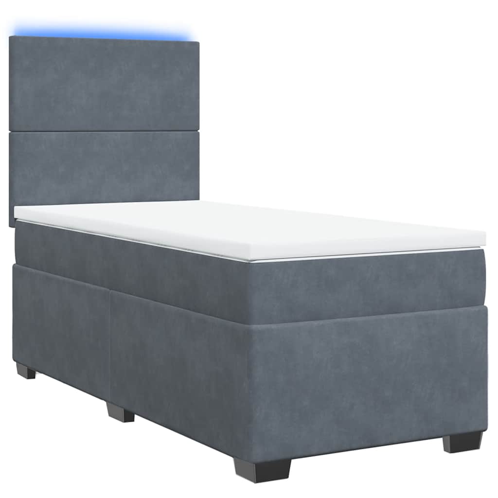 vidaXL Boxspring met matras fluweel donkergrijs 80x200 cm afbeelding
