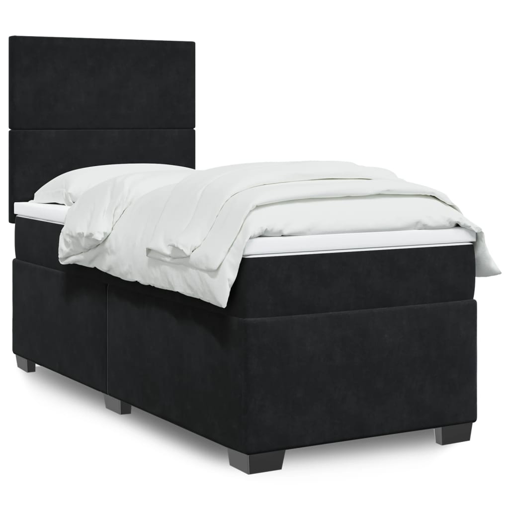 Boxspringbett mit Matratze Schwarz 80×200 cm Samt