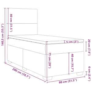 Box spring postel s matrací tmavě zelená 80 x 200 cm samet - obrázek 19