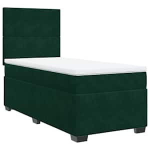 Box spring postel s matrací tmavě zelená 80 x 200 cm samet - obrázek 6