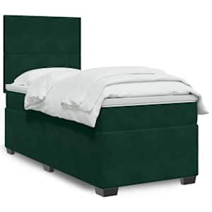 Box spring postel s matrací tmavě zelená 80 x 200 cm samet - obrázek 1