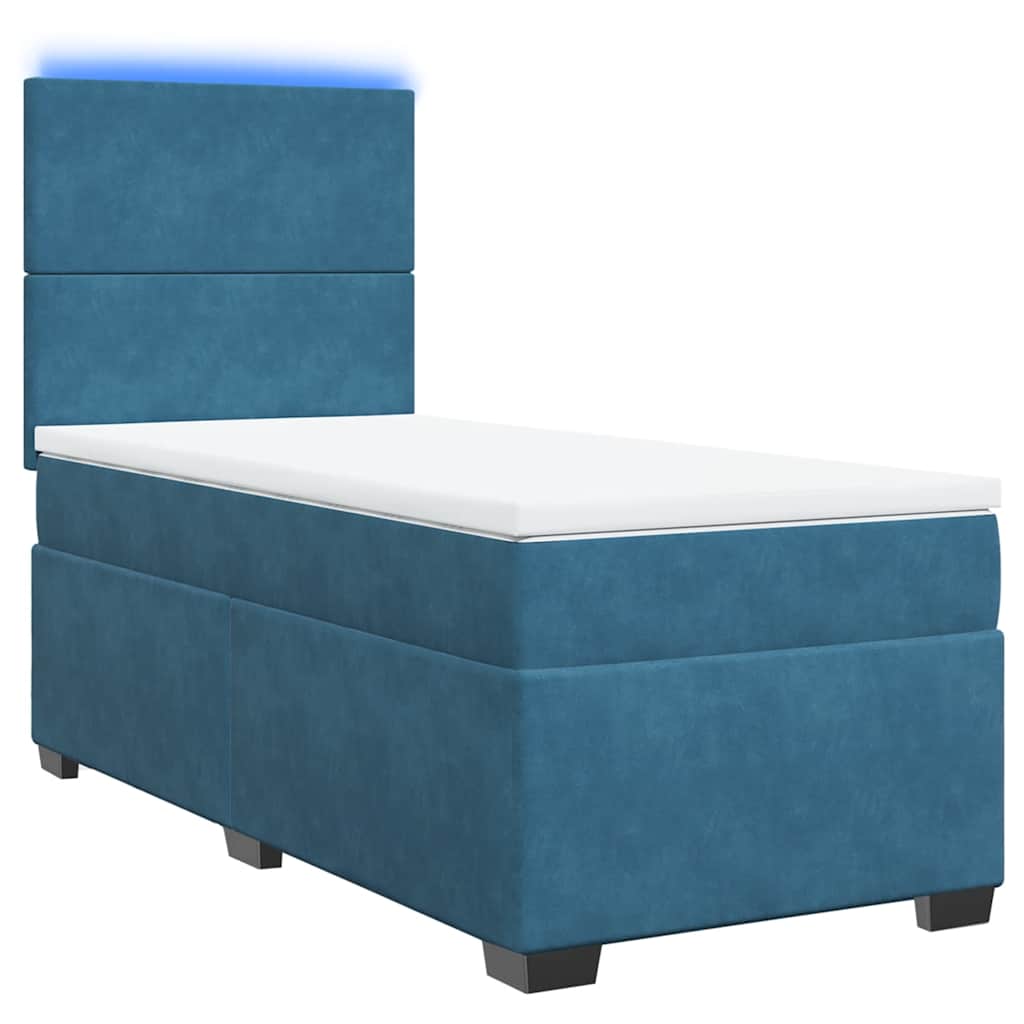 vidaXL Boxspring met matras fluweel blauw 80x200 cm afbeelding