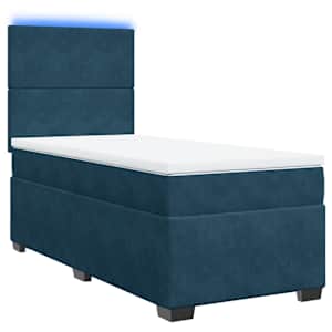 Box spring postel s matrací modrá 80 x 200 cm samet - obrázek 3