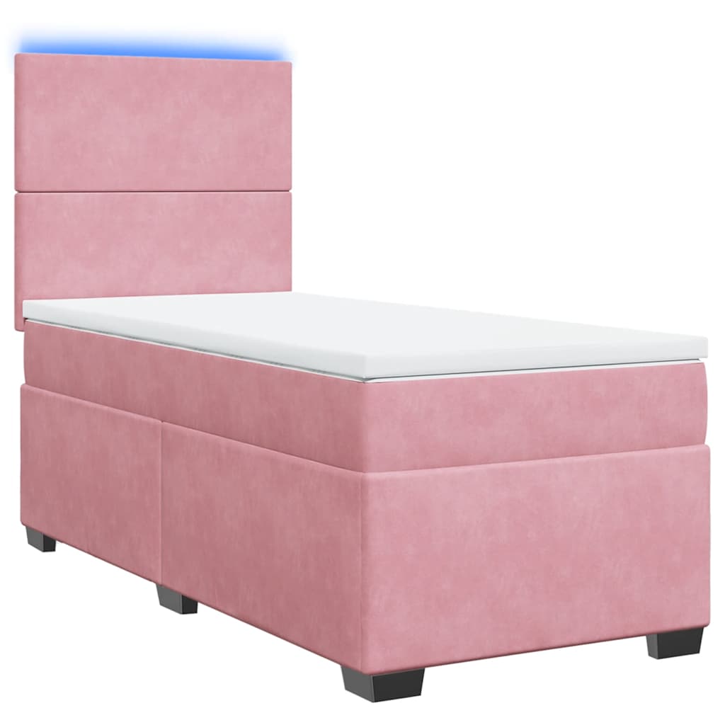 vidaXL Boxspring met matras fluweel roze 80x200 cm afbeelding