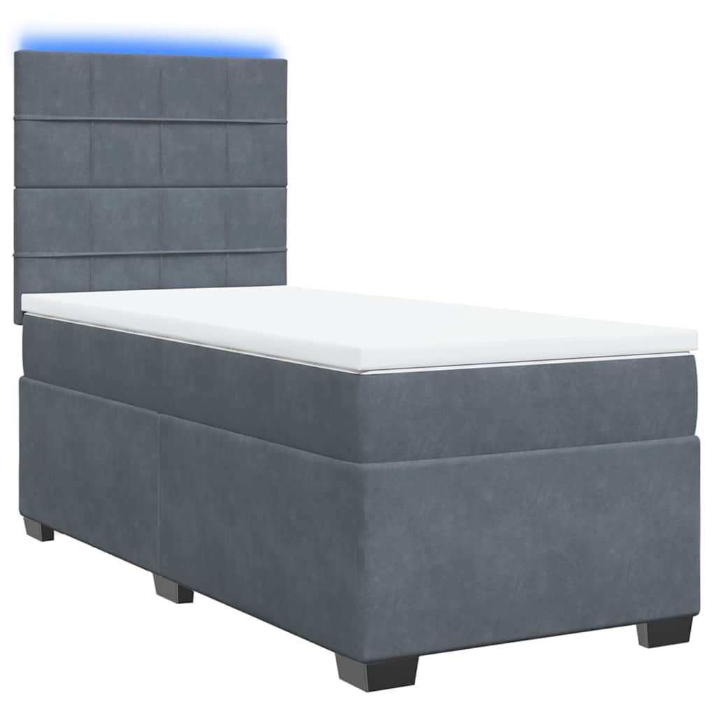vidaXL Boxspring met matras fluweel donkergrijs 80x200 cm afbeelding