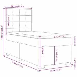 Box spring postel s matrací tmavě šedá 80 x 200 cm samet - obrázek 19
