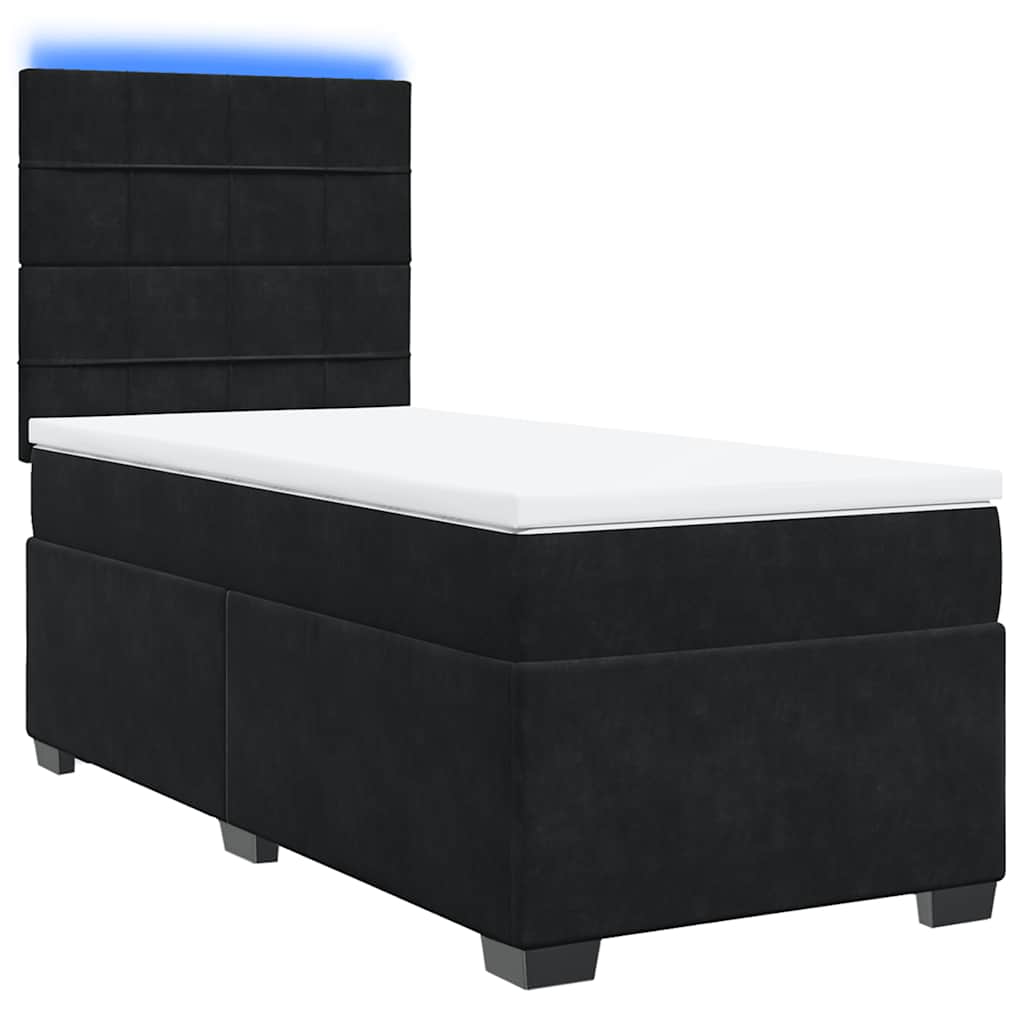 vidaXL Pat box spring cu saltea, negru, 80x200 cm, catifea