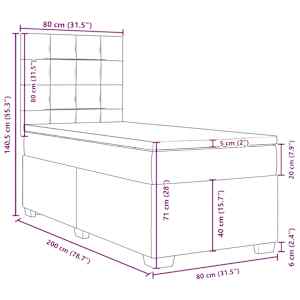 Box spring postel s matrací černá 80 x 200 cm samet - obrázek 19