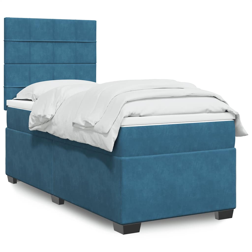 vidaXL Boxspringbett mit Matratze Blau 80x200 cm Samt