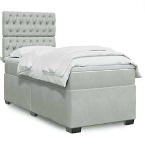 Box spring postel s matrací světle šedá 80 x 200 cm samet - obrázek 1