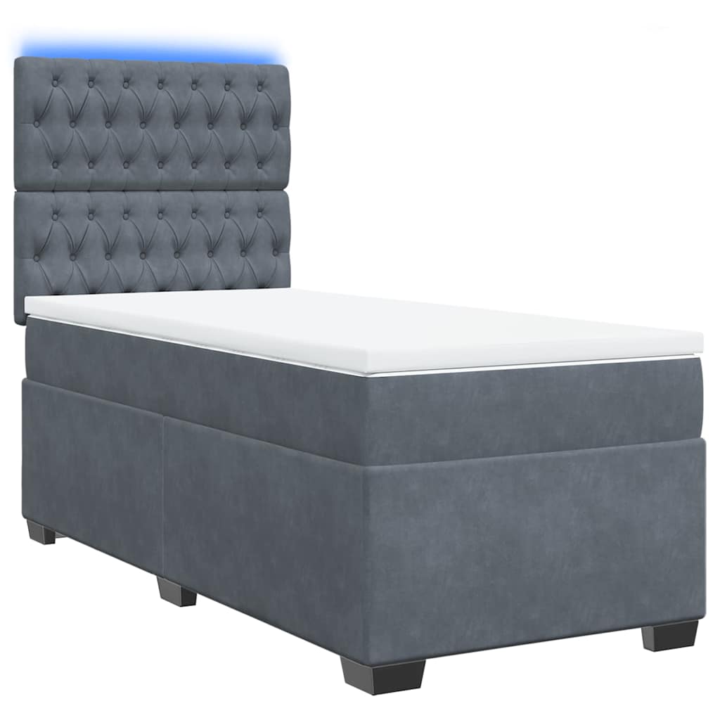 vidaXL Boxspring met matras fluweel donkergrijs 80x200 cm afbeelding