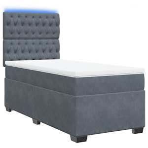Box spring postel s matrací tmavě šedá 80 x 200 cm samet - obrázek 3