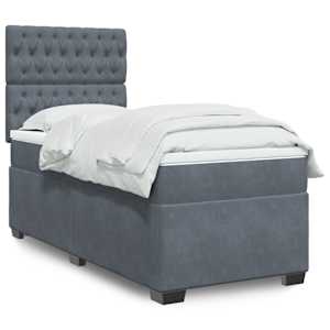 Box spring postel s matrací tmavě šedá 80 x 200 cm samet - obrázek 1