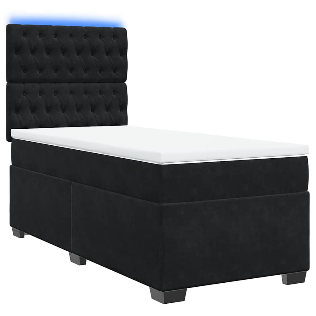 vidaXL Pat box spring cu saltea, negru, 80x200 cm, catifea