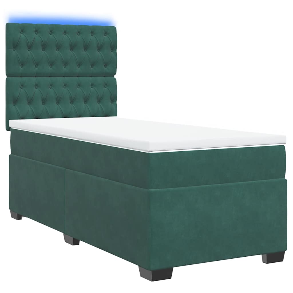 vidaXL Boxspring met matras fluweel donkergroen 80x200 cm afbeelding