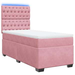Box spring postel s matrací růžová 80 x 200 cm samet - obrázek 3