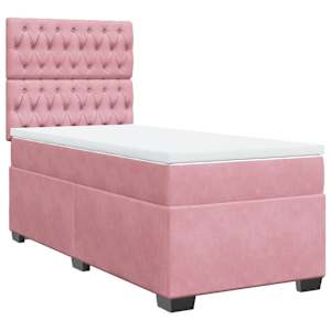 Box spring postel s matrací růžová 80 x 200 cm samet - obrázek 6