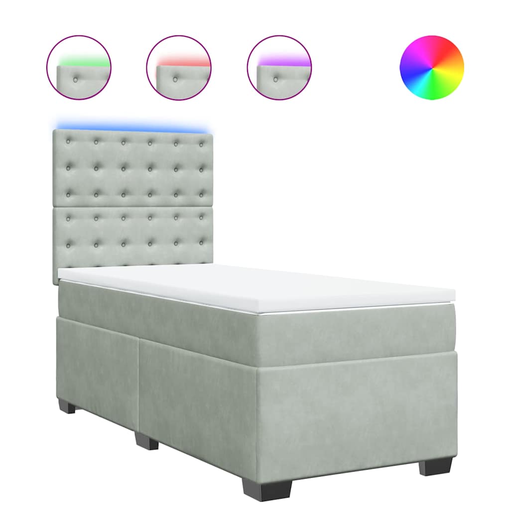 Thumbnail - vidaXL Boxspringbett mit Matratze Hellgrau 80x200 cm Samt