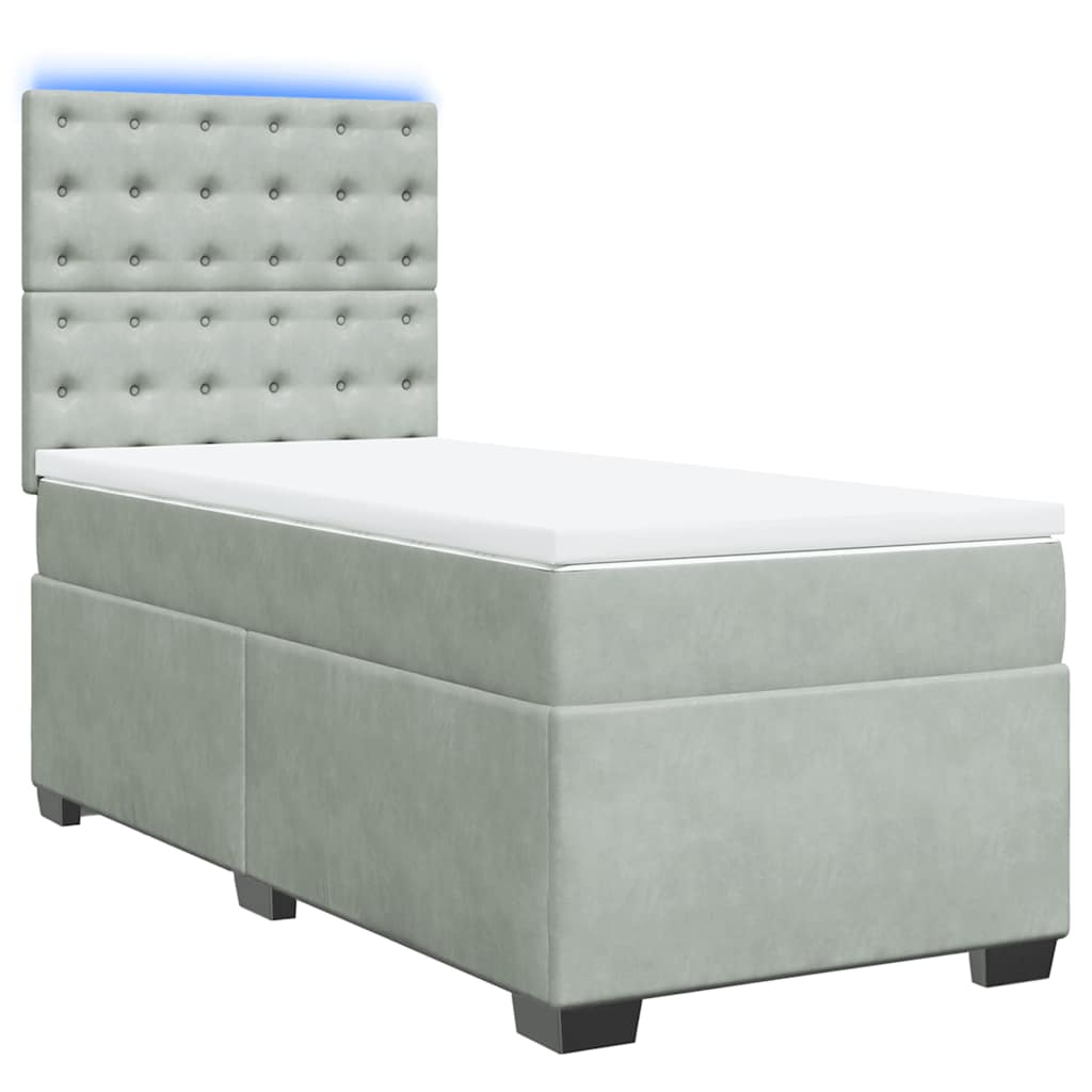 vidaXL Boxspring met matras fluweel lichtgrijs 80x200 cm afbeelding