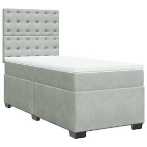 Box spring postel s matrací světle šedá 80 x 200 cm samet - obrázek 6