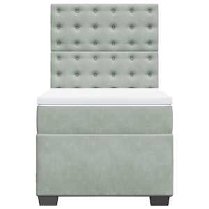 Box spring postel s matrací světle šedá 80 x 200 cm samet - obrázek 7