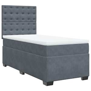 Box spring postel s matrací tmavě šedá 80 x 200 cm samet - obrázek 6
