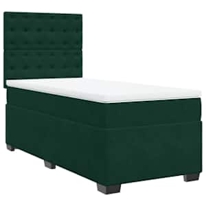 Box spring postel s matrací tmavě zelená 80 x 200 cm samet - obrázek 6