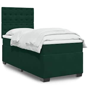 Box spring postel s matrací tmavě zelená 80 x 200 cm samet - obrázek 1