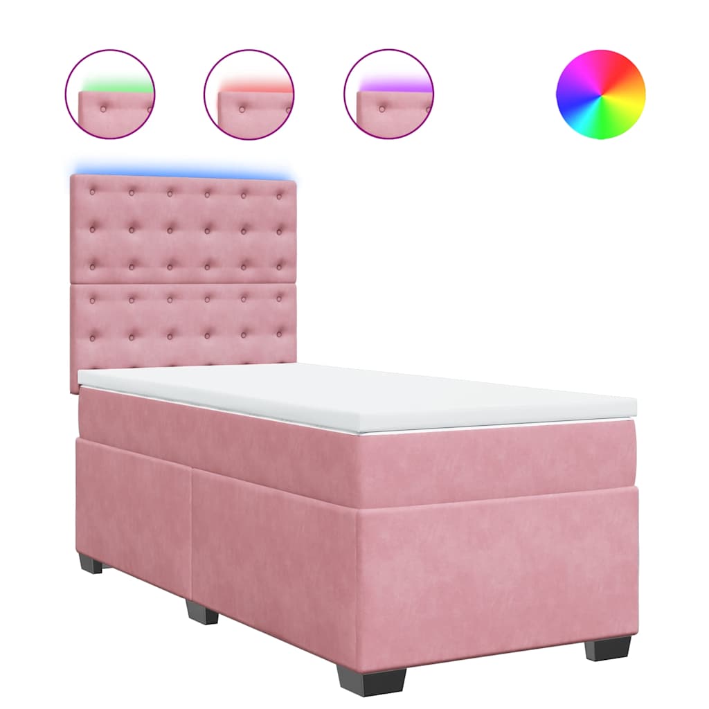 vidaXL Box spring postel s matrací růžová 80 x 200 cm samet