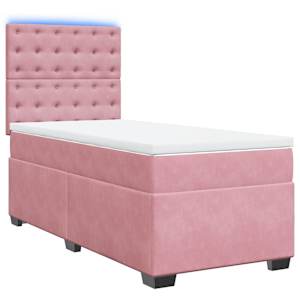 Box spring postel s matrací růžová 80 x 200 cm samet - obrázek 3